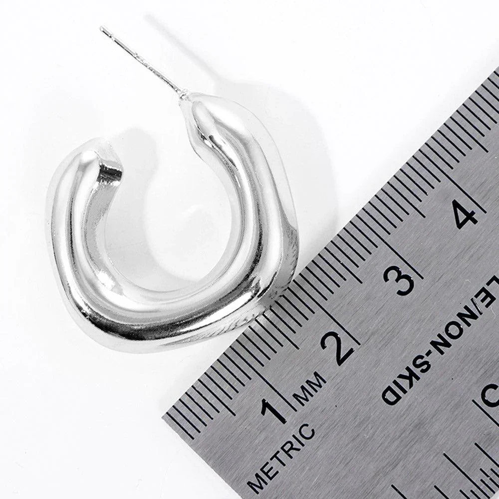 Gold White Gold Dipped Metal Square Hoop Earrings - Jewelry Store by Erik Rayo