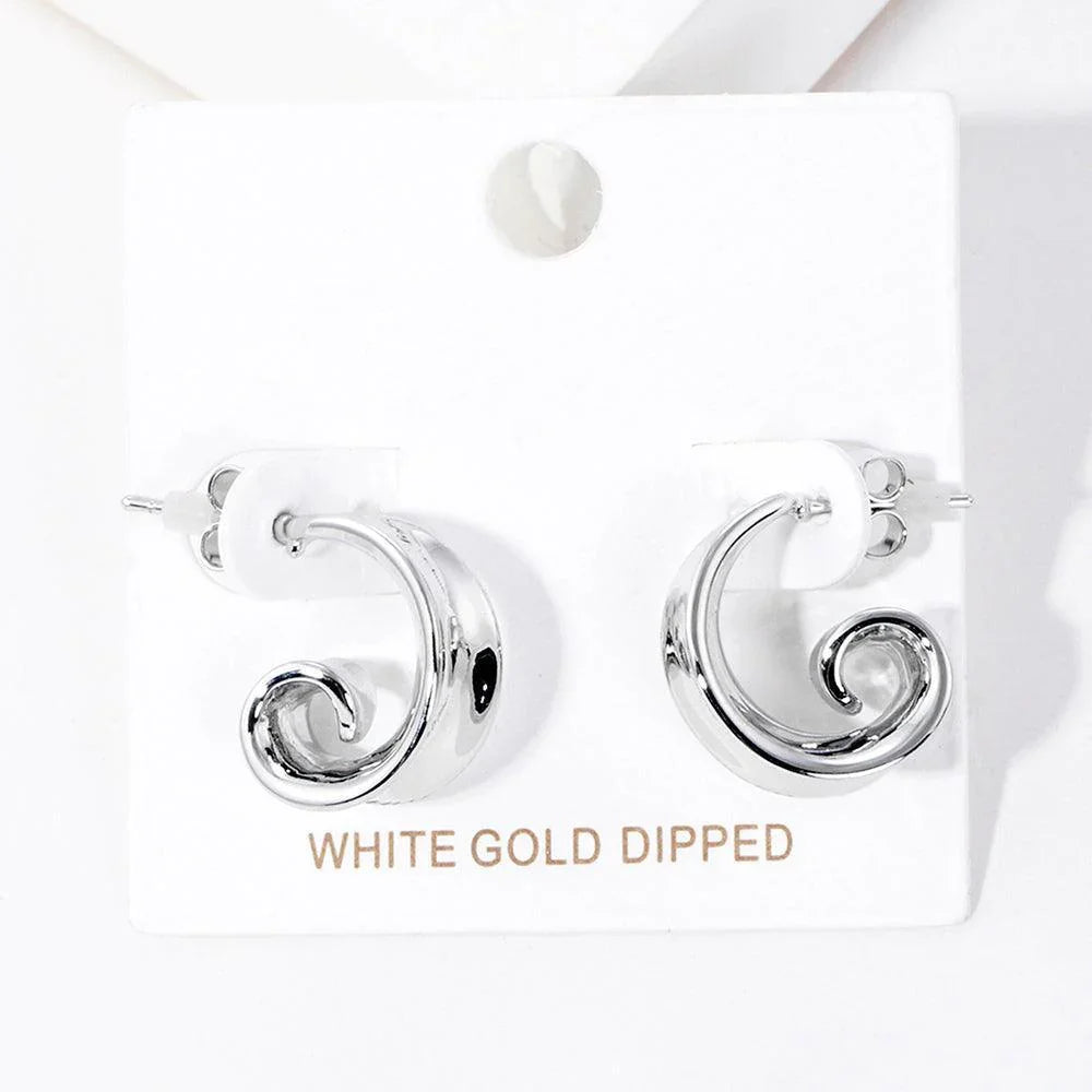 Gold White Gold Dipped Swirl Metal Hoop Earrings - Jewelry Store by Erik Rayo