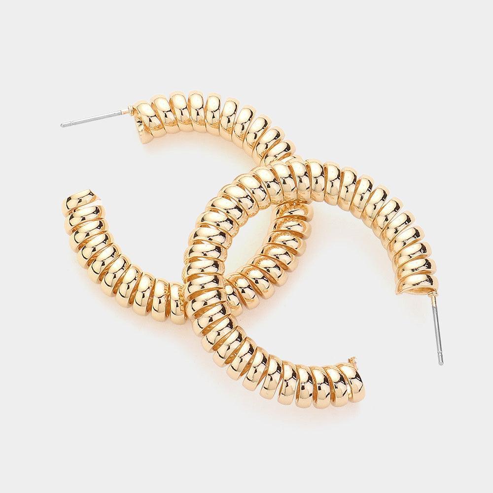 Gold Textured Metal Hoop Earrings - Jewelry Store by Erik Rayo