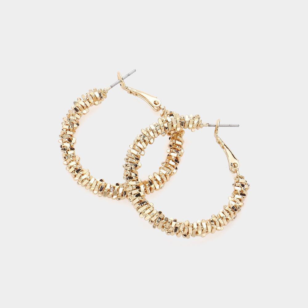 Gold Textured Metal Hoop Earrings - Jewelry Store by Erik Rayo