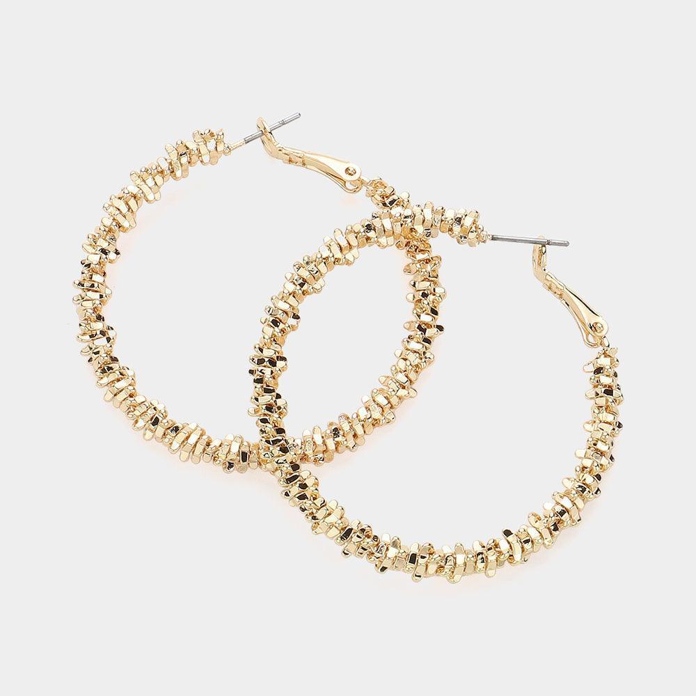 Gold Textured Metal Hoop Earrings - Jewelry Store by Erik Rayo