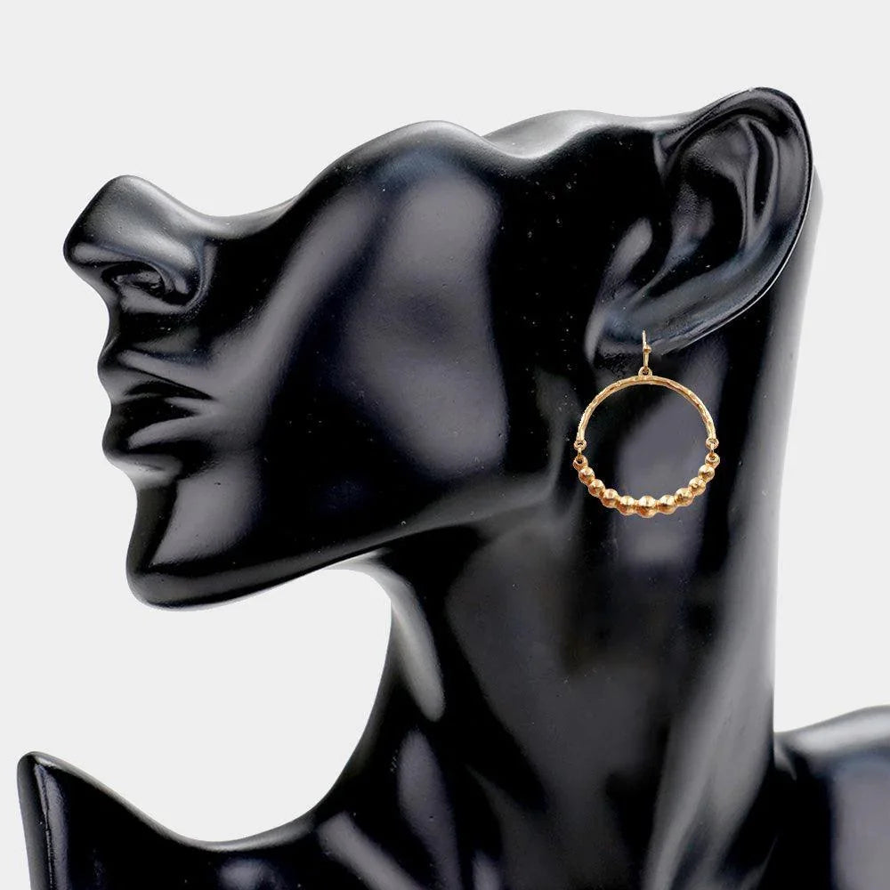 Gold Metal Bubble Cluster Detailed Link Dangle Earrings - Jewelry Store by Erik Rayo