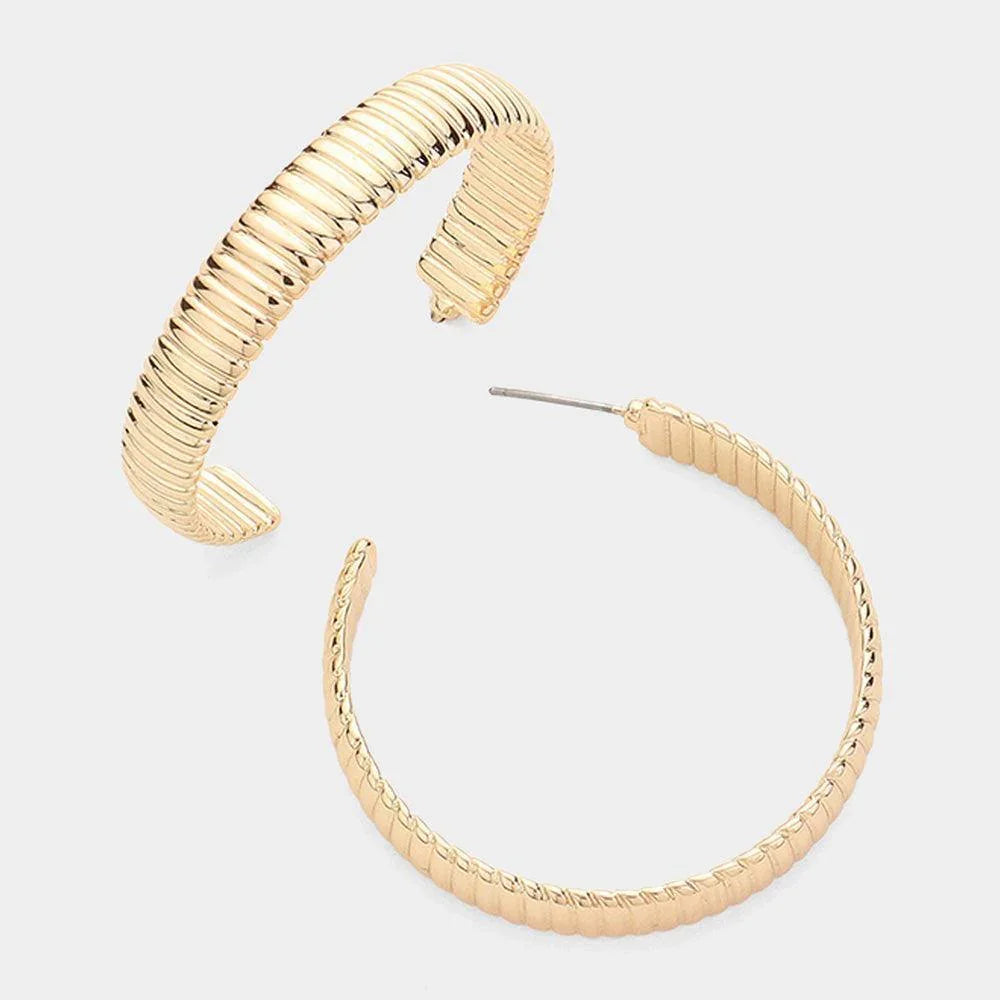 Gold Textured Metal Hoop Earrings - Jewelry Store by Erik Rayo