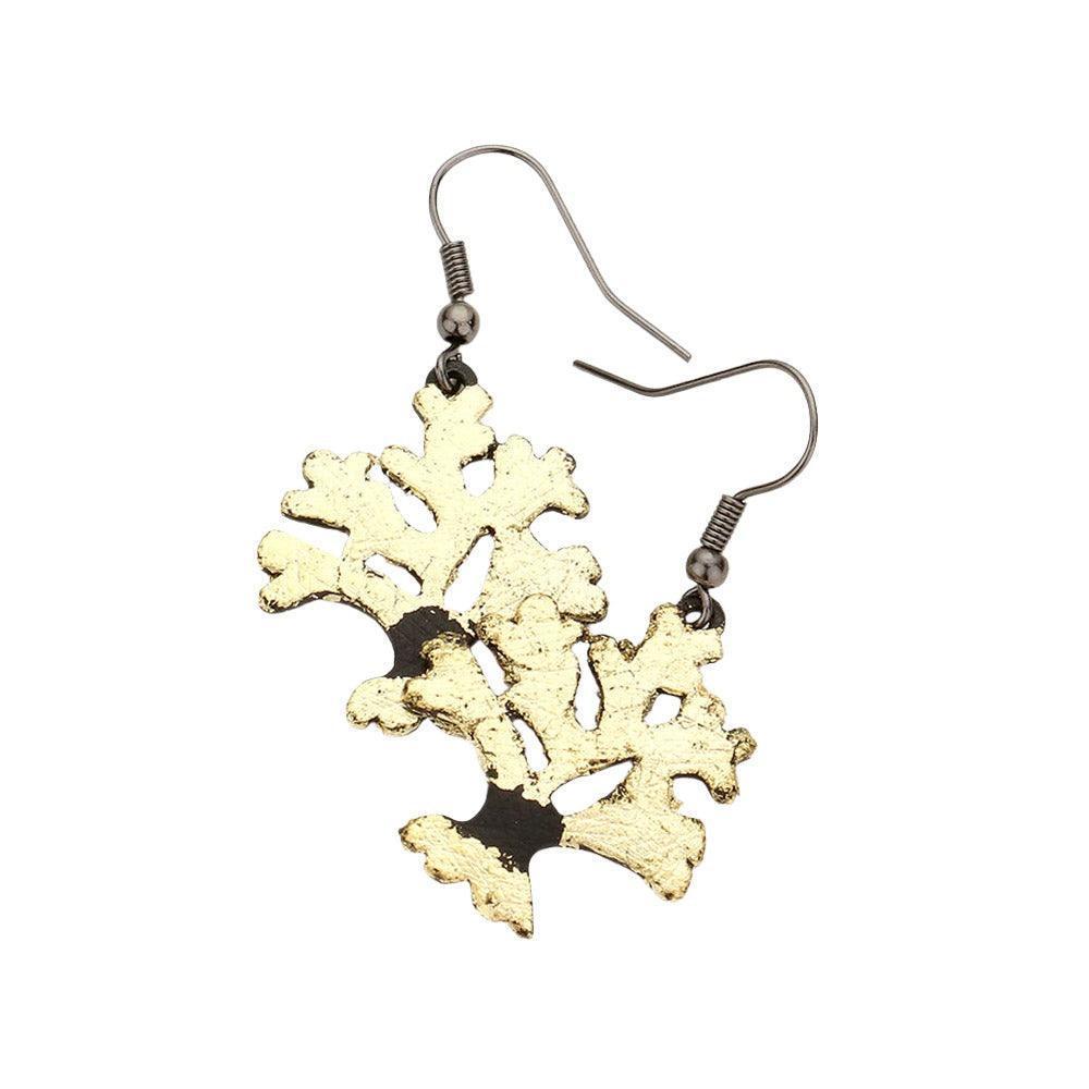 Black Gold Detailed Metal Tree of Life Dangle Earrings - Jewelry Store by Erik Rayo