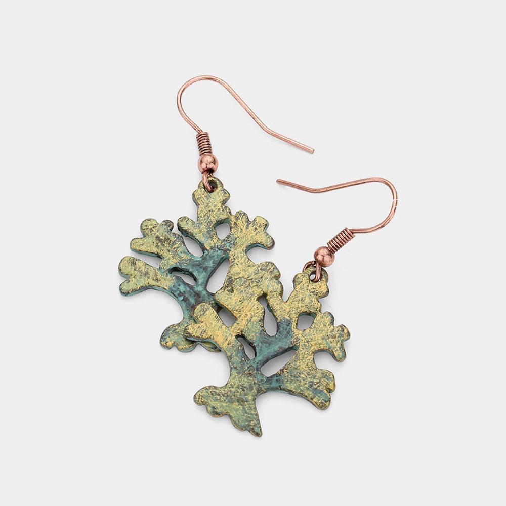 Gold Detailed Metal Tree of Life Dangle Earrings - Jewelry Store by Erik Rayo