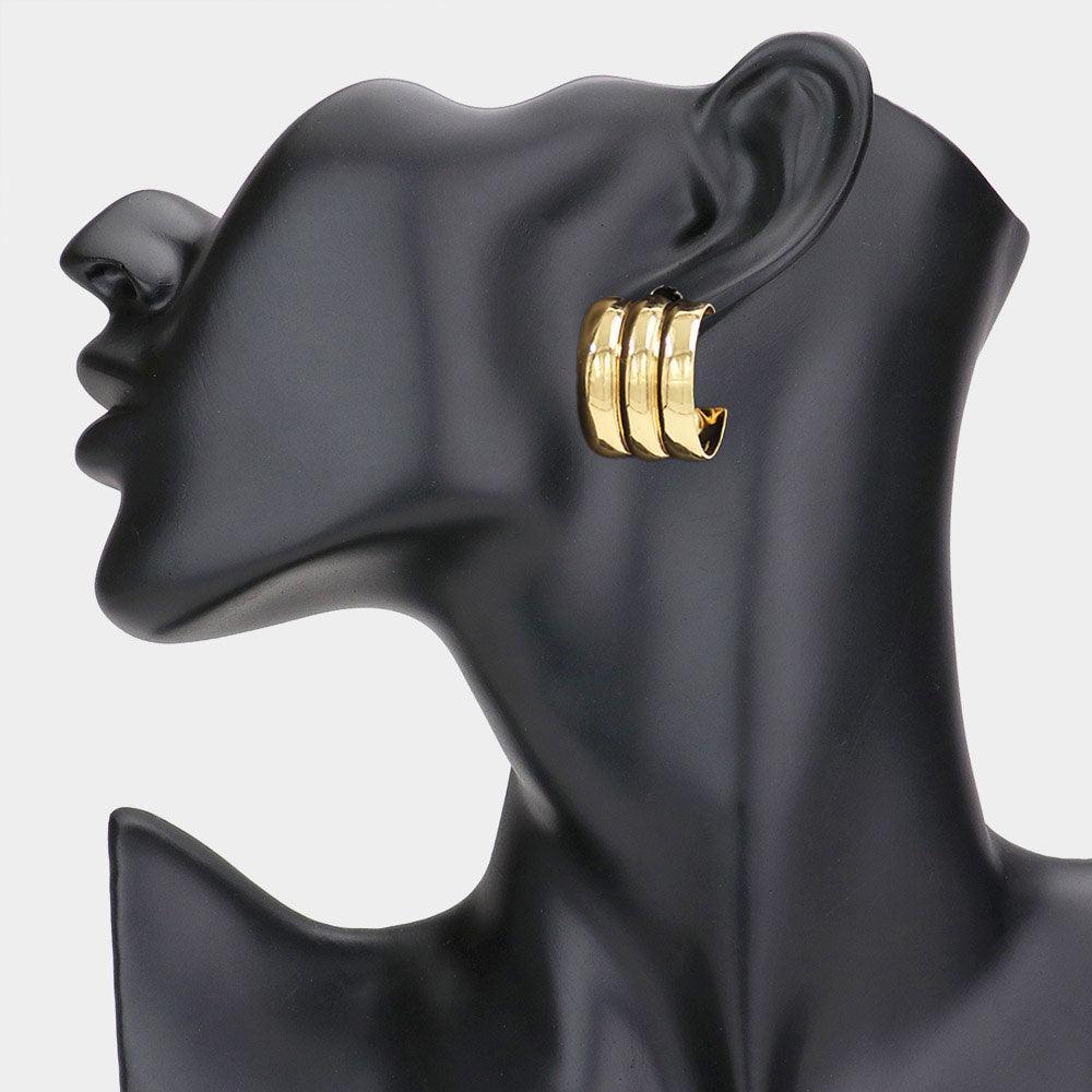 Gold Textured Metal Hoop Earrings - Jewelry Store by Erik Rayo