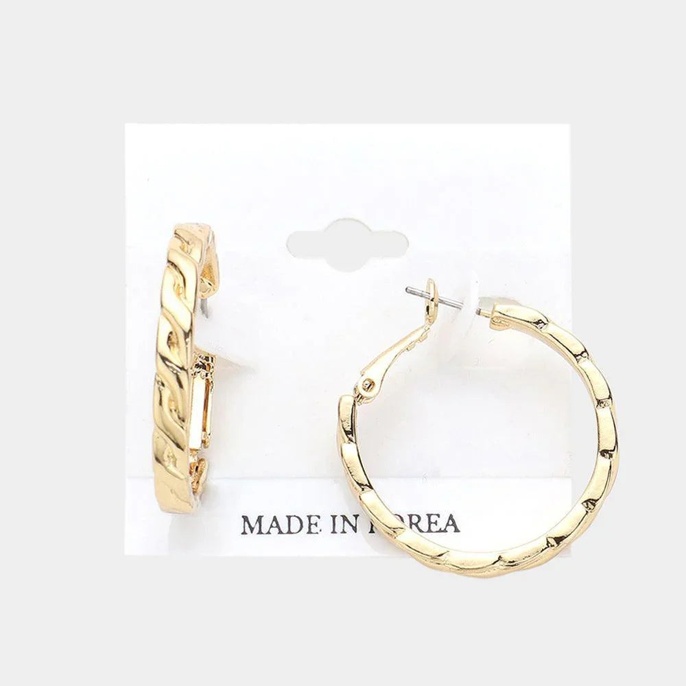 Gold Textured Metal Hoop Earrings - Jewelry Store by Erik Rayo