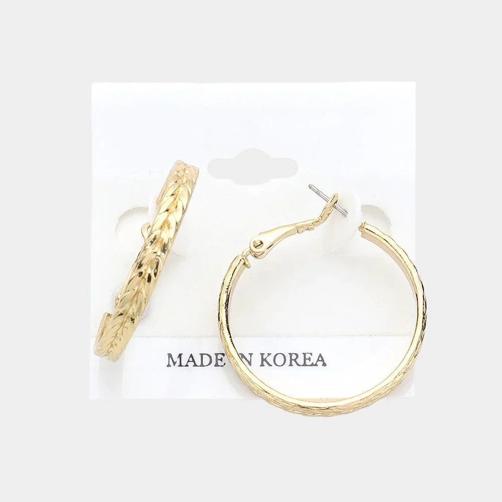 Gold Textured Metal Hoop Earrings - Jewelry Store by Erik Rayo