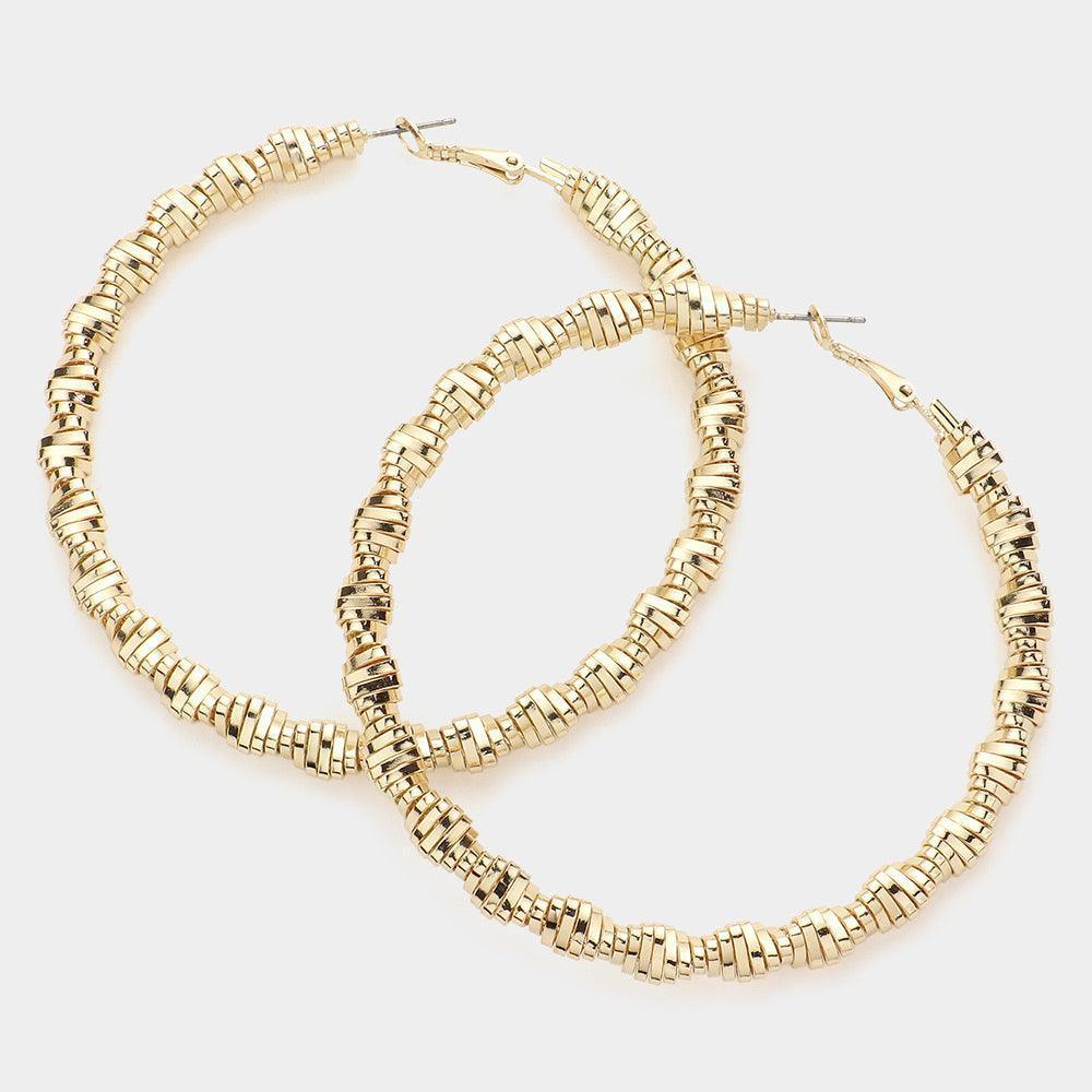 Gold Textured Metal Hoop Earrings - Jewelry Store by Erik Rayo