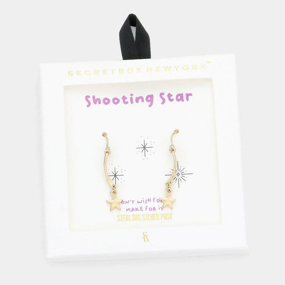 Silver Metal Shooting Star Dangle Earrings - Jewelry Store by Erik Rayo