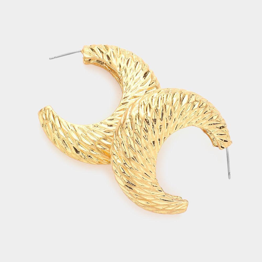 Gold Textured Metal Hoop Earrings - Jewelry Store by Erik Rayo