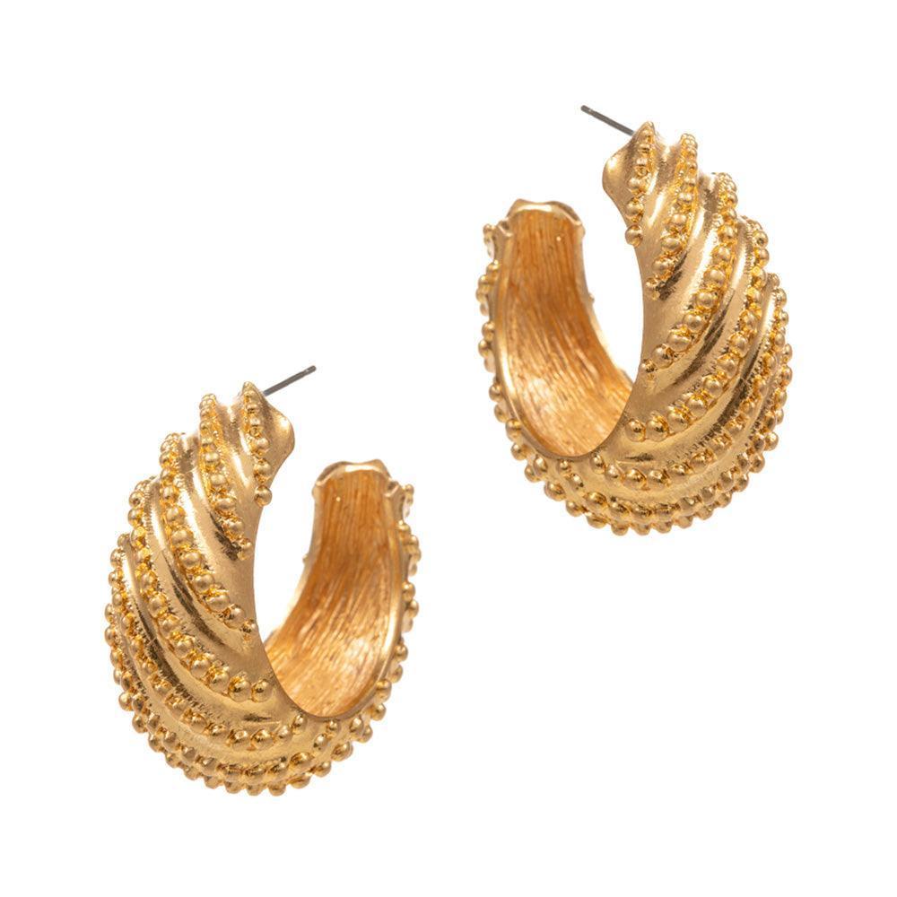 Gold Textured Bold Metal Hoop Earrings - Jewelry Store by Erik Rayo