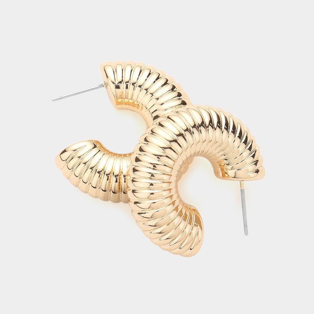 Gold Textured Metal Hoop Earrings - Jewelry Store by Erik Rayo