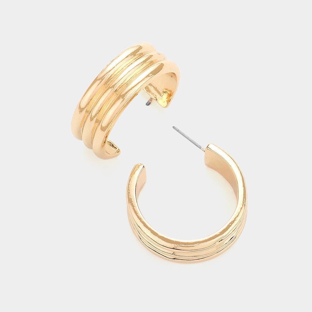 Gold Textured Metal Hoop Earrings - Jewelry Store by Erik Rayo