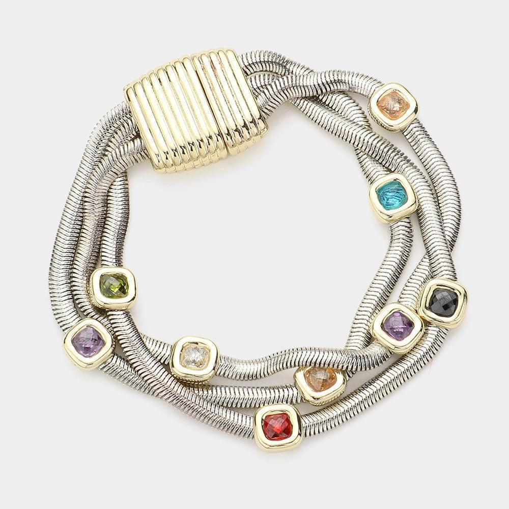Square CZ Pointed Multi Layered Magnetic Bracelet - Jewelry Store by Erik Rayo