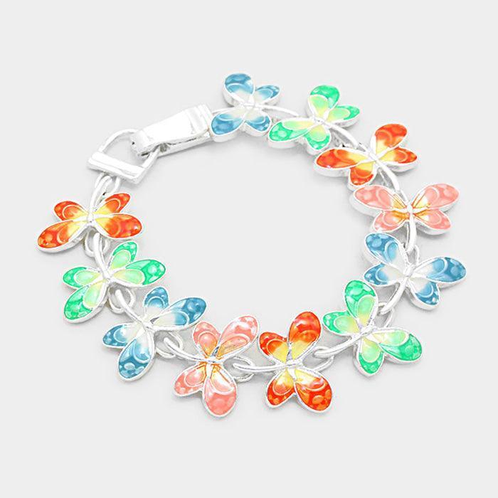 Silver Lacquered Enamel Butterfly Magnetic Bracelet - Jewelry Store by Erik Rayo
