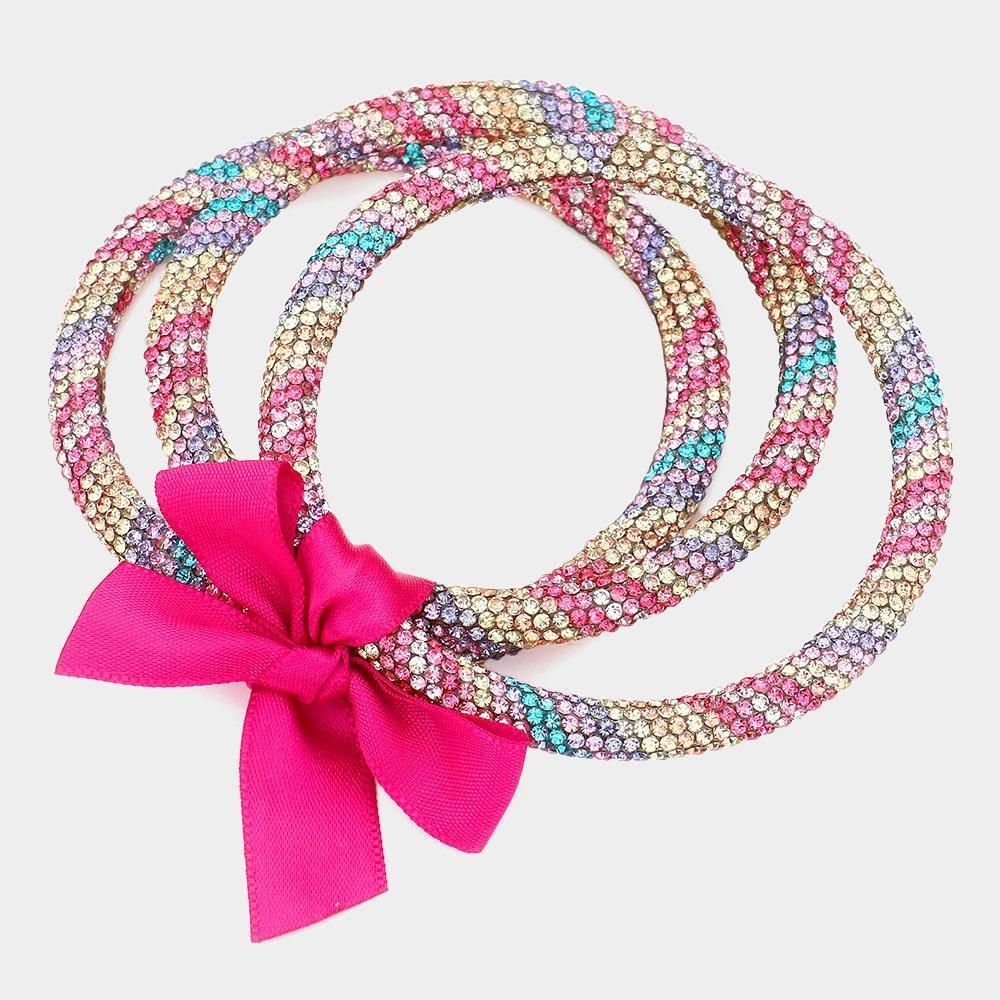 3PCS - Rhinestone Pave Bangle Layered Bracelets - Jewelry Store by Erik Rayo