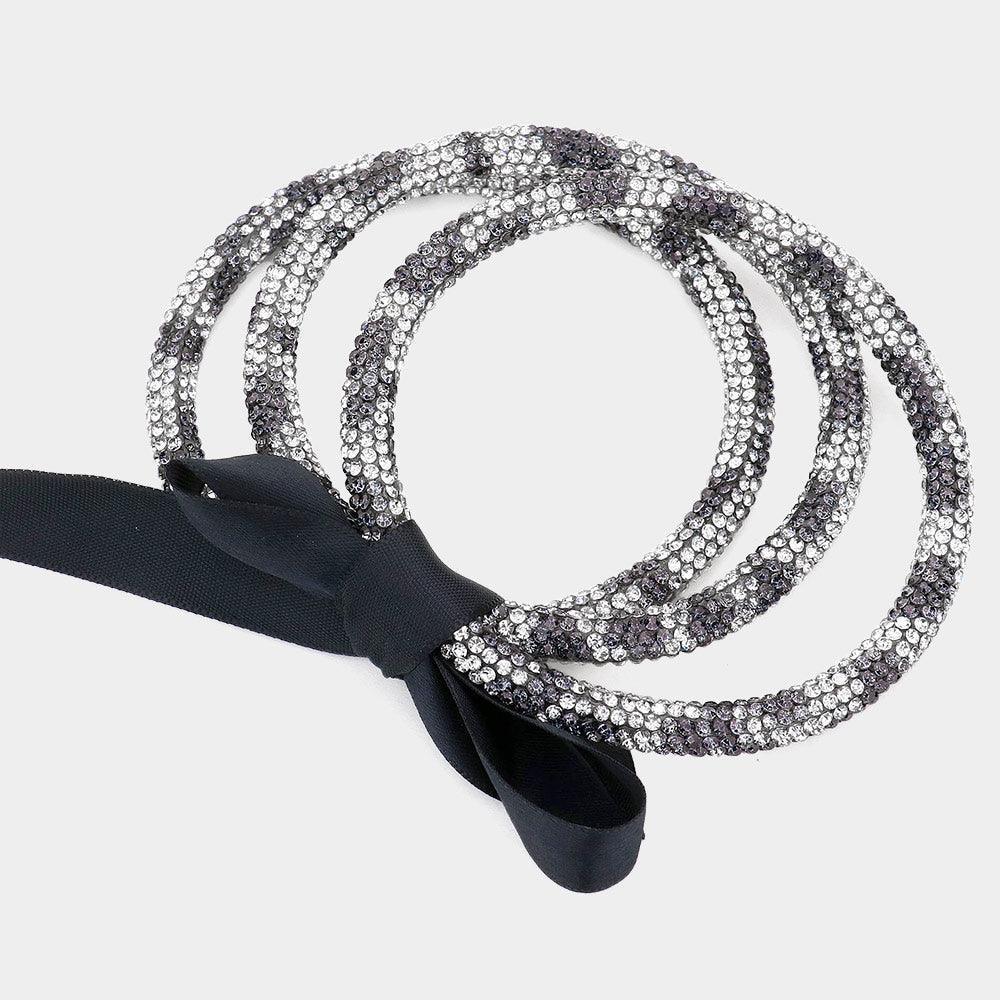 3PCS - Leopard Pattern Rhinestone Pave Bangle Layered Bracelets - Jewelry Store by Erik Rayo