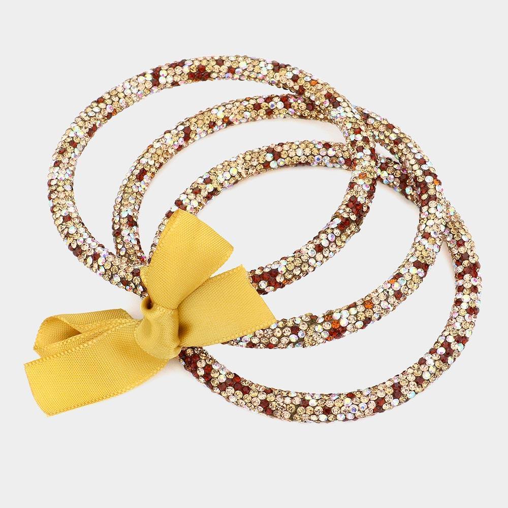 3PCS - Rhinestone Pave Bangle Layered Bracelets - Jewelry Store by Erik Rayo