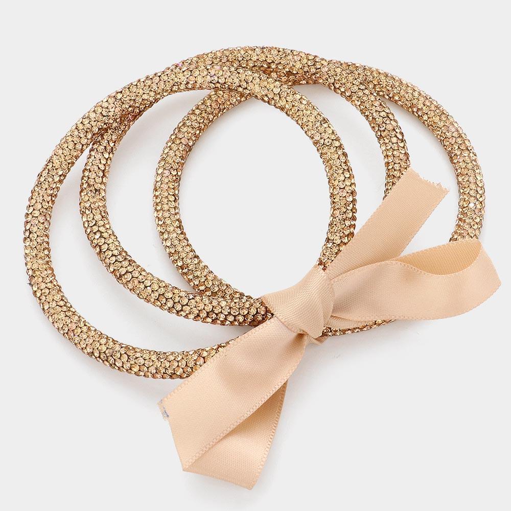 3PCS - Rhinestone Pave Bangle Layered Bracelets - Jewelry Store by Erik Rayo