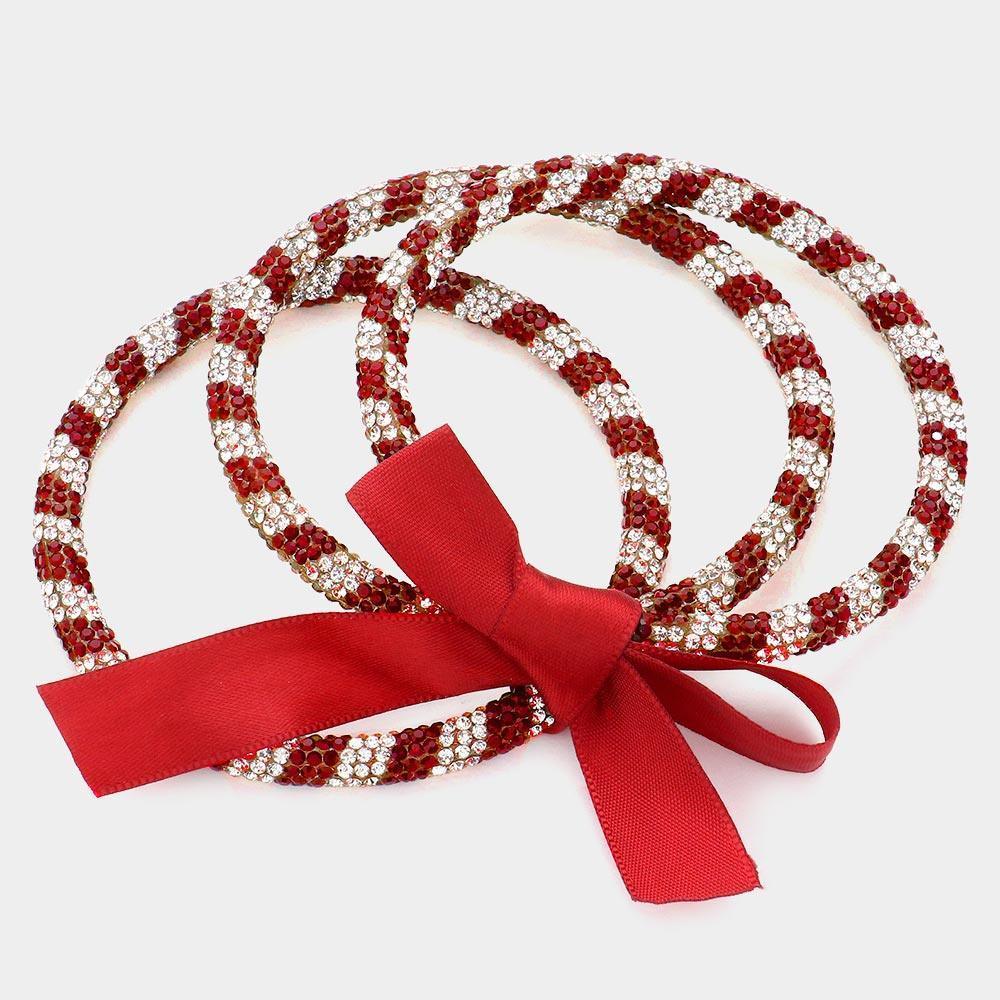 White 3PCS - Game Day Rhinestone Pave Bangle Layered Bracelets - Jewelry Store by Erik Rayo