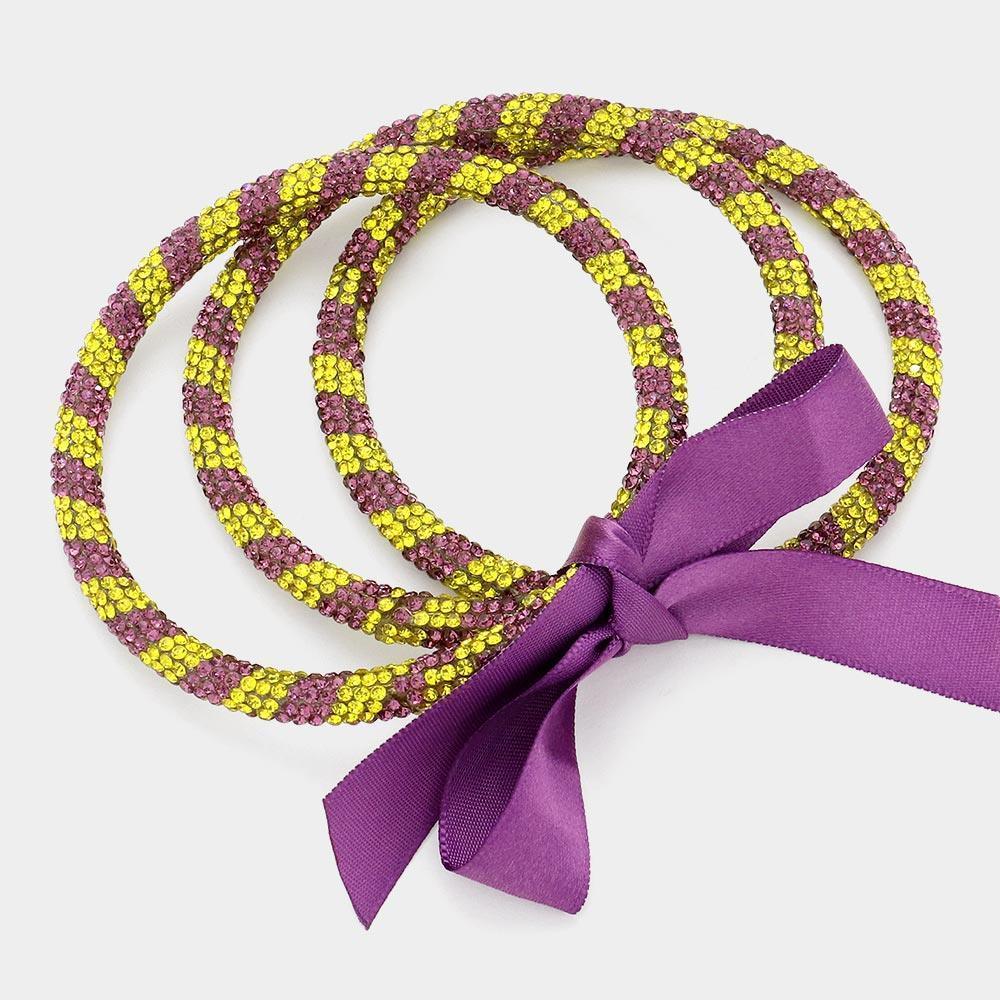 Yellow 3PCS - Rhinestone Pave Bangle Layered Bracelets - Jewelry Store by Erik Rayo