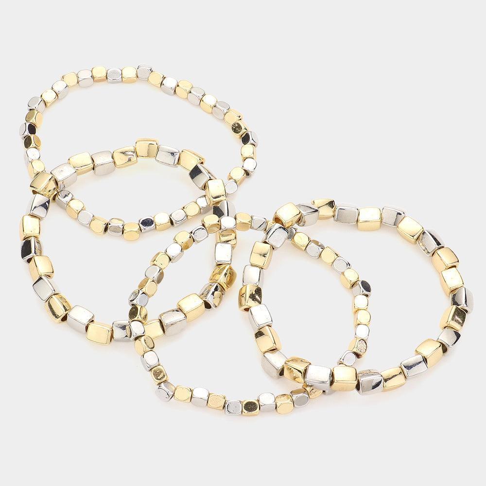 4PCS - Metal Beads Stretch Multi Layered Bracelets - Jewelry Store by Erik Rayo