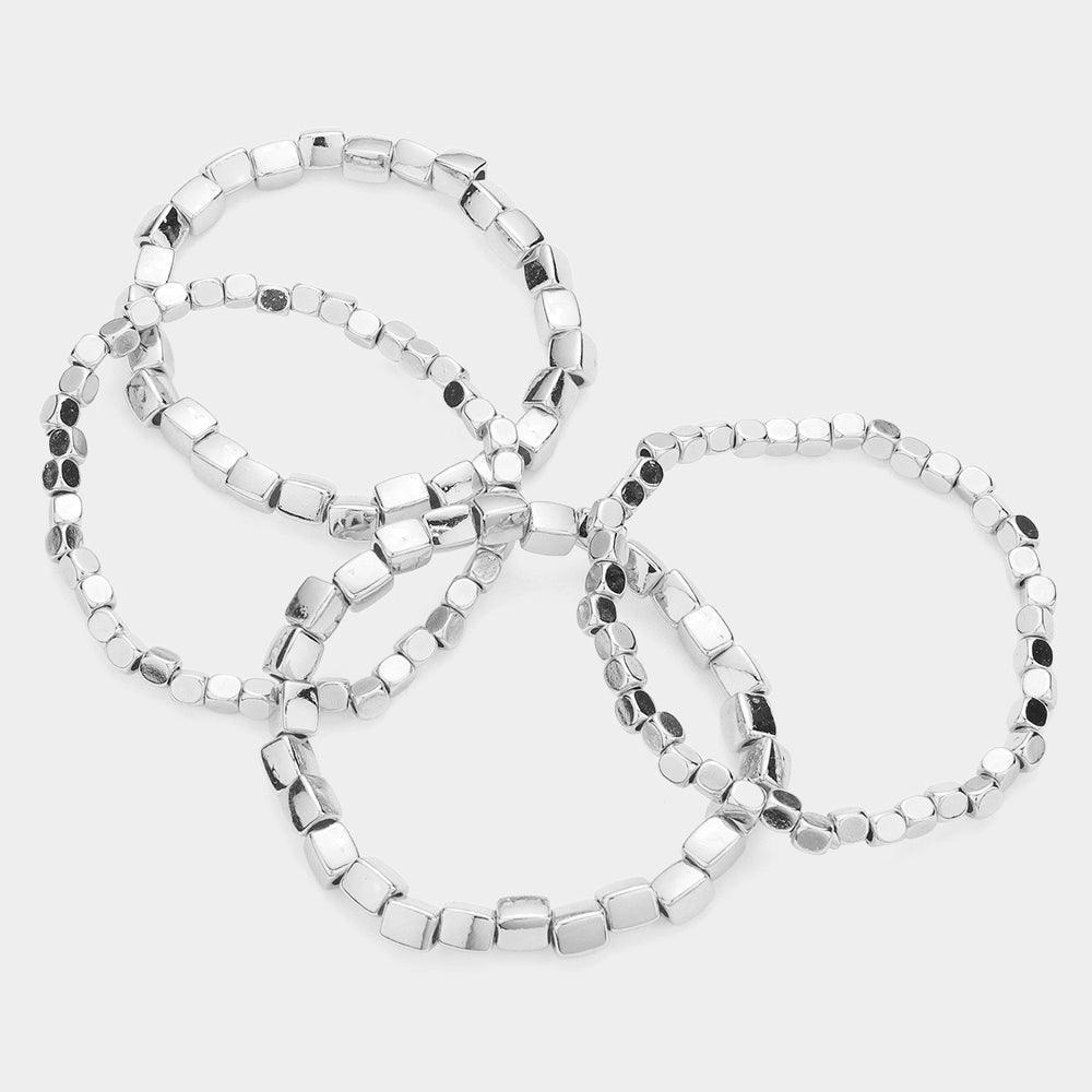 4PCS - Metal Beads Stretch Multi Layered Bracelets - Jewelry Store by Erik Rayo