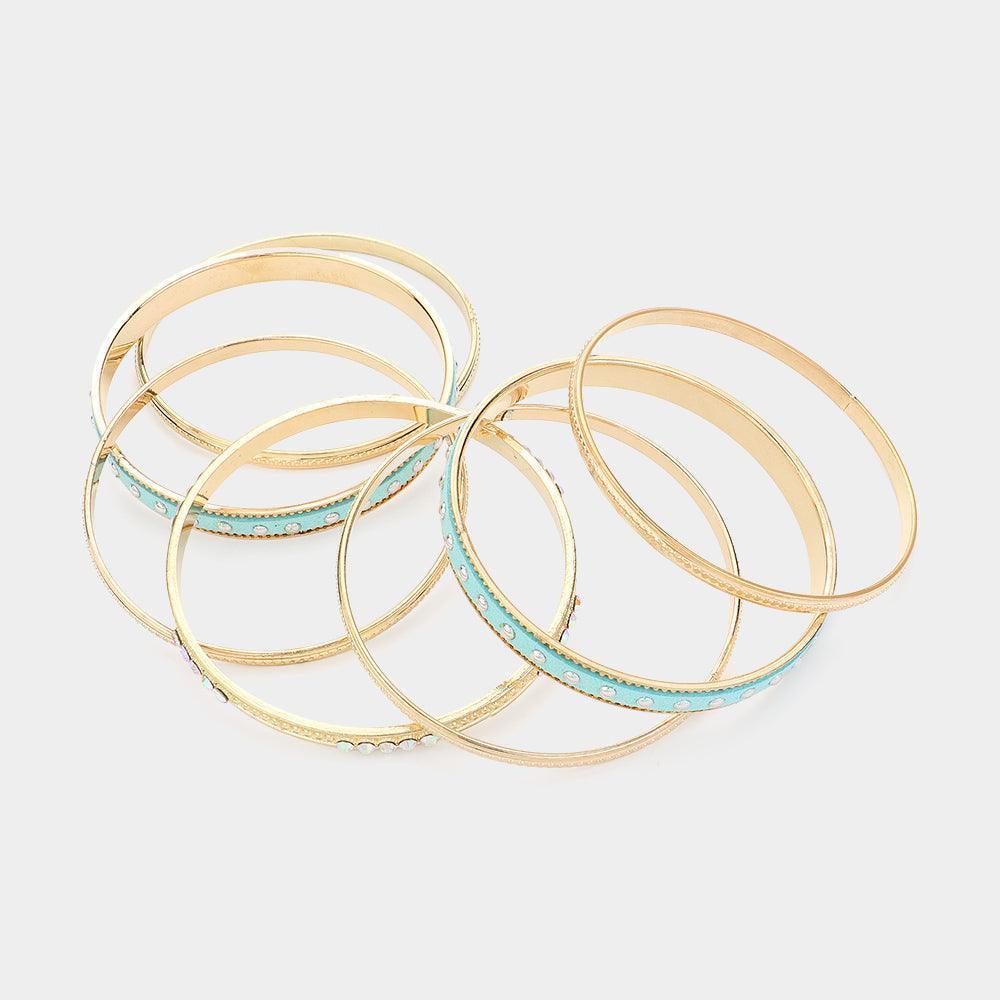 Turquoise 7PCS MultiLayered Faux Suede Studded Bracelet - Jewelry Store by Erik Rayo