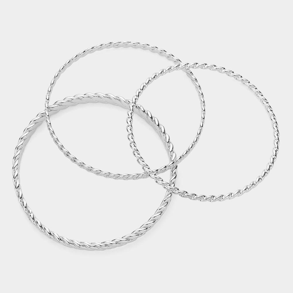 3PCS - Textured Metal Multi Layered Bangle Bracelets - Jewelry Store by Erik Rayo