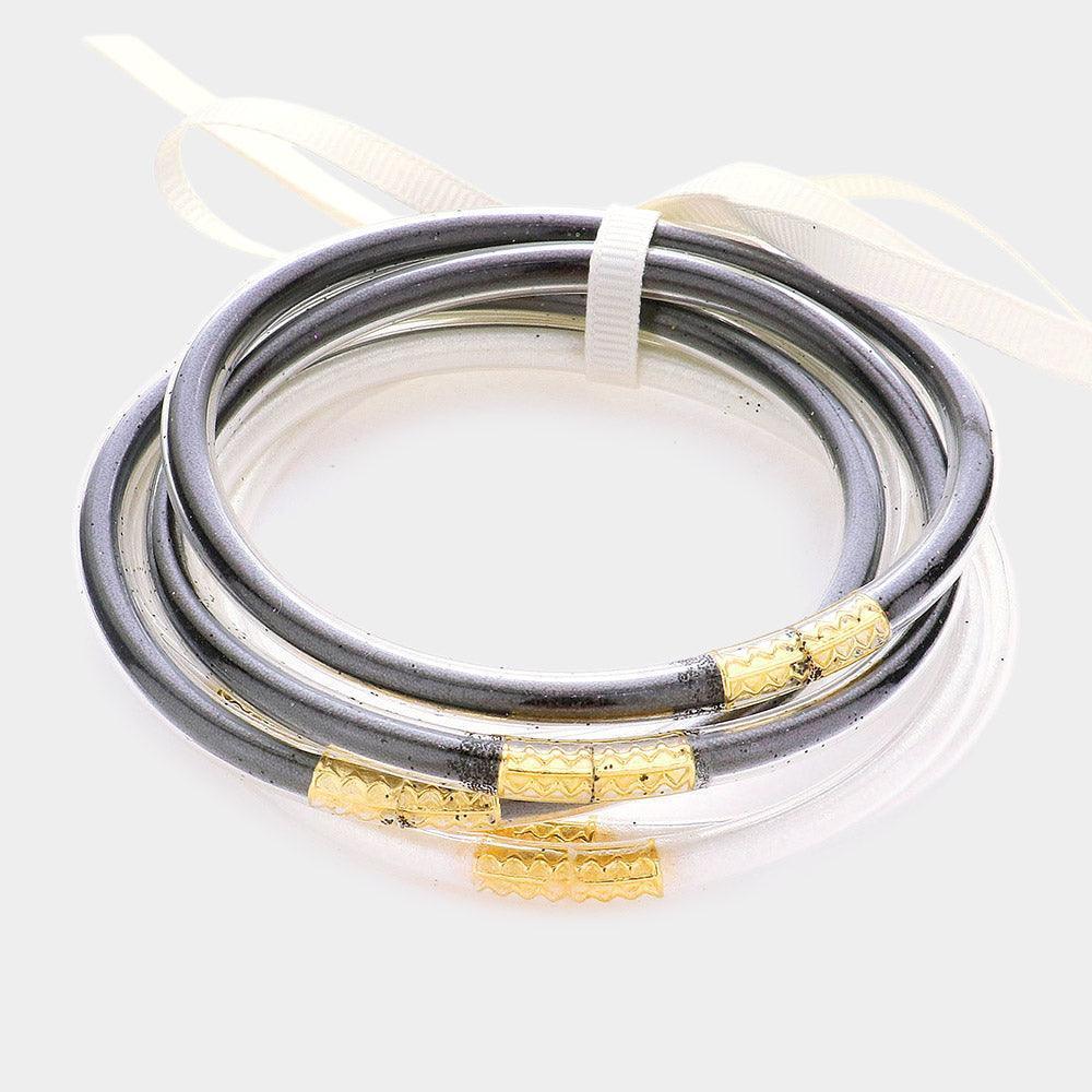 White 6PCS Glitter Jelly Tube Bangle Bracelets - Jewelry Store by Erik Rayo