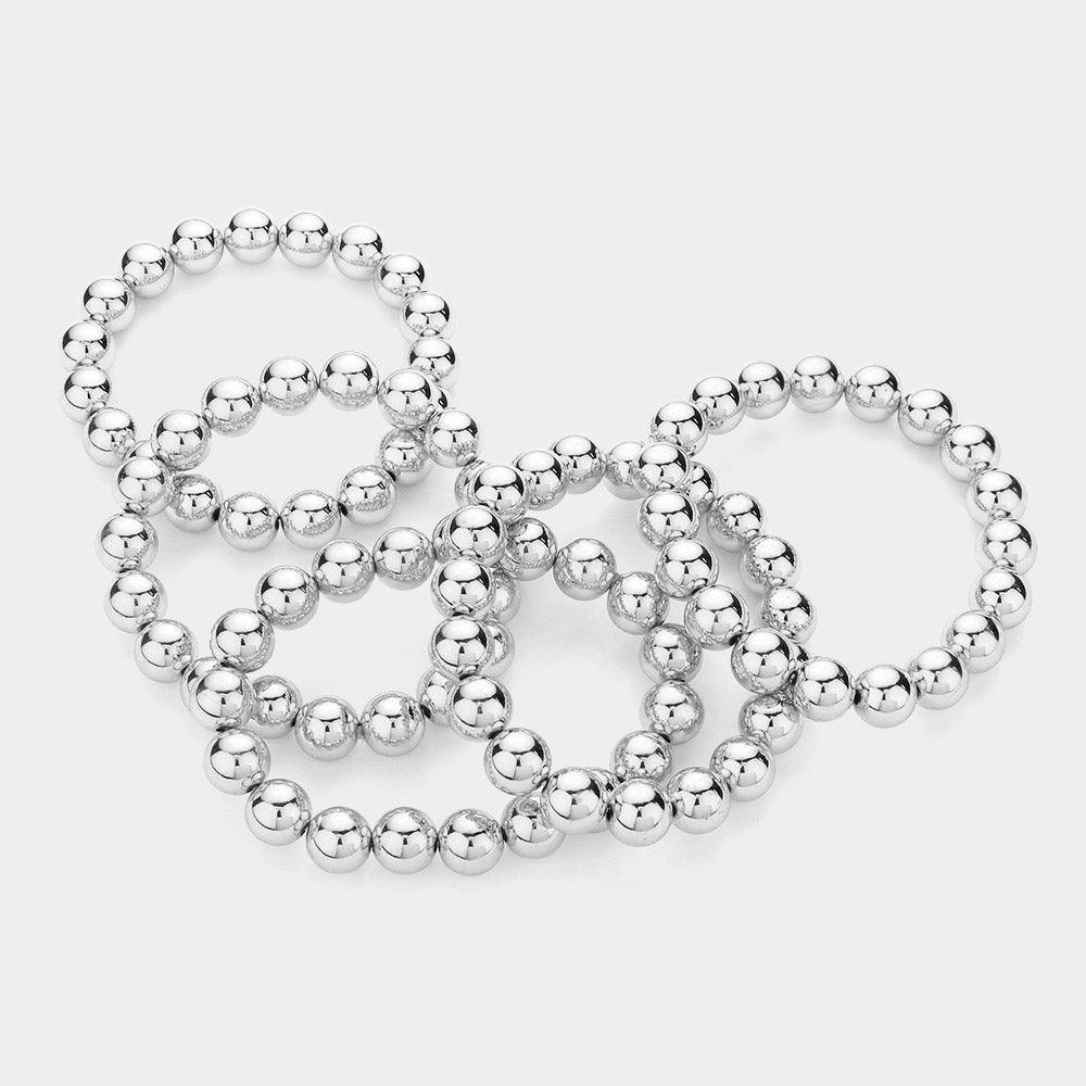 5PCS - Metal Ball Multi Layered Stretch Bracelets - Jewelry Store by Erik Rayo