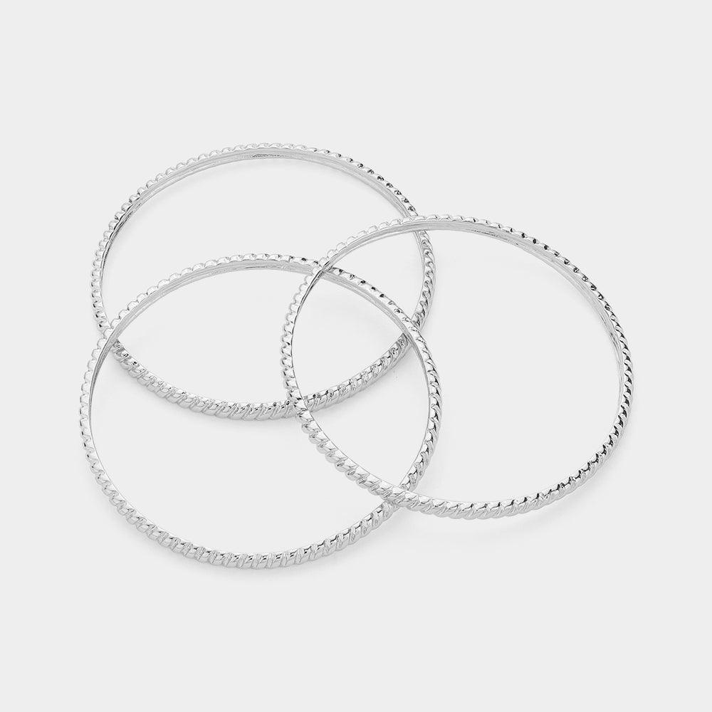 3PCS - Textured Metal Multi Layered Bangle Bracelets - Jewelry Store by Erik Rayo