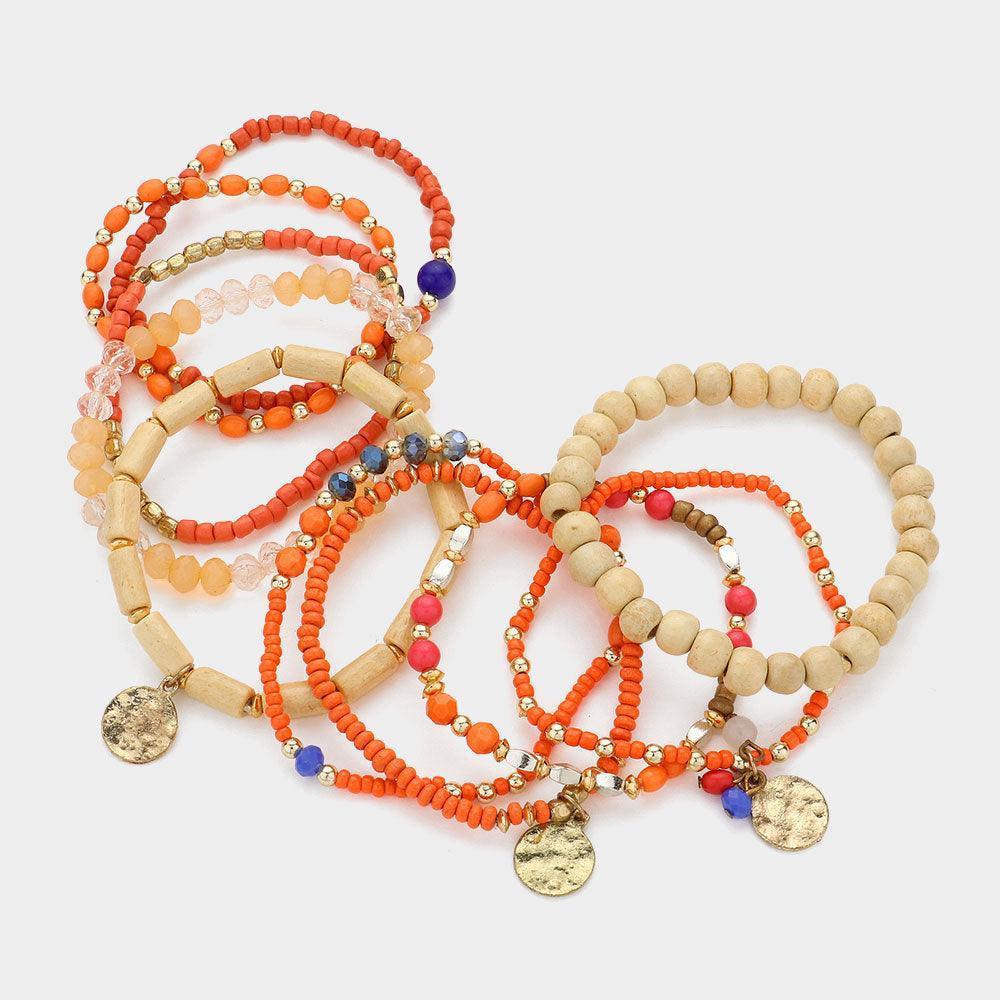 10PCS - Wood Multi Bead Layered Stretch Bracelets - Jewelry Store by Erik Rayo