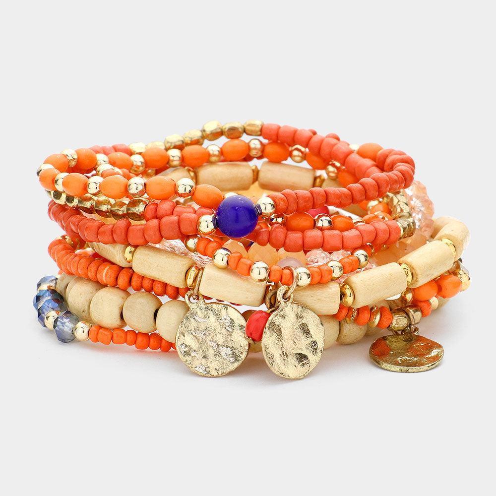 10PCS - Wood Multi Bead Layered Stretch Bracelets - Jewelry Store by Erik Rayo