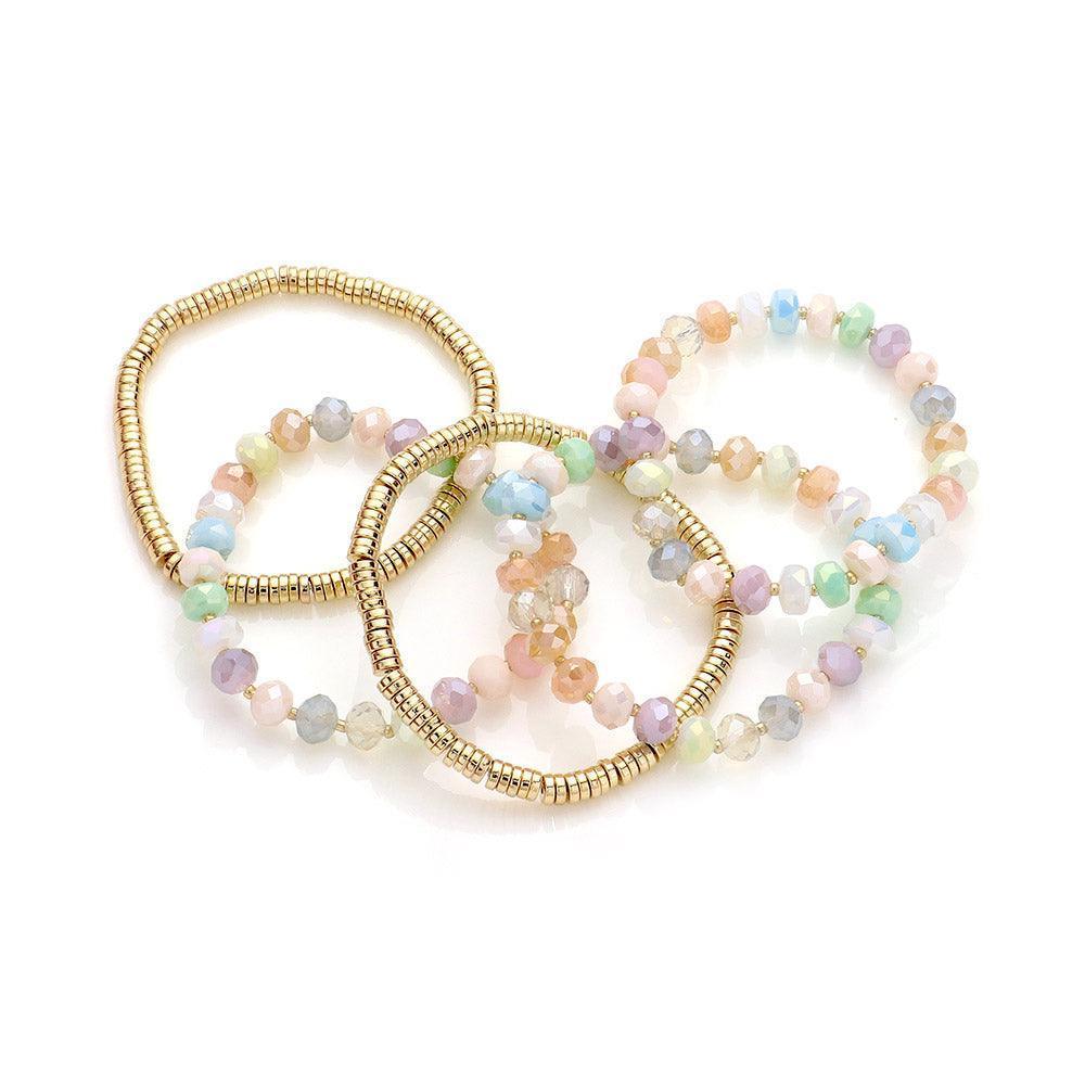 5PCS - Faceted Beaded Heishi Beaded Multi Layered Stretch Bracelet - Jewelry Store by Erik Rayo