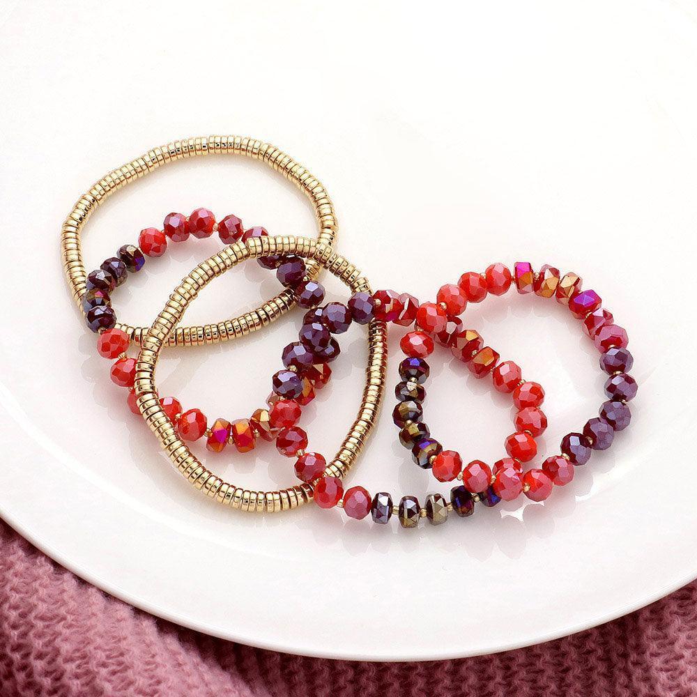 5PCS - Faceted Beaded Heishi Beaded Multi Layered Stretch Bracelet - Jewelry Store by Erik Rayo