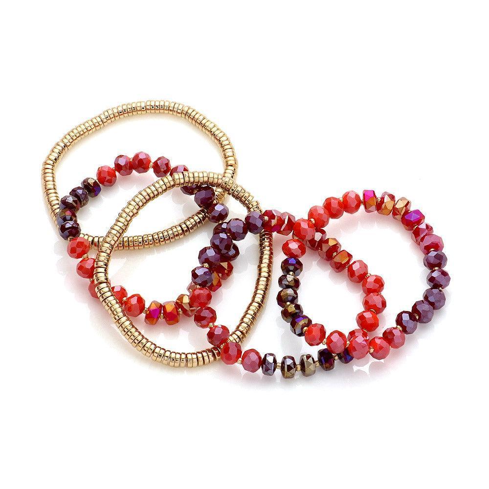 5PCS - Faceted Beaded Heishi Beaded Multi Layered Stretch Bracelet - Jewelry Store by Erik Rayo