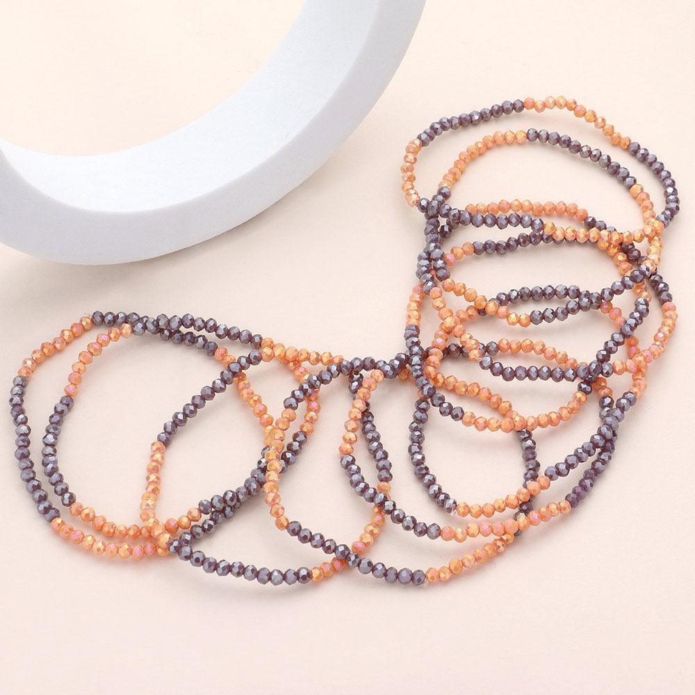 Brown 10PCS - Faceted Beaded Multi Layered Stretch Bracelets - Jewelry Store by Erik Rayo