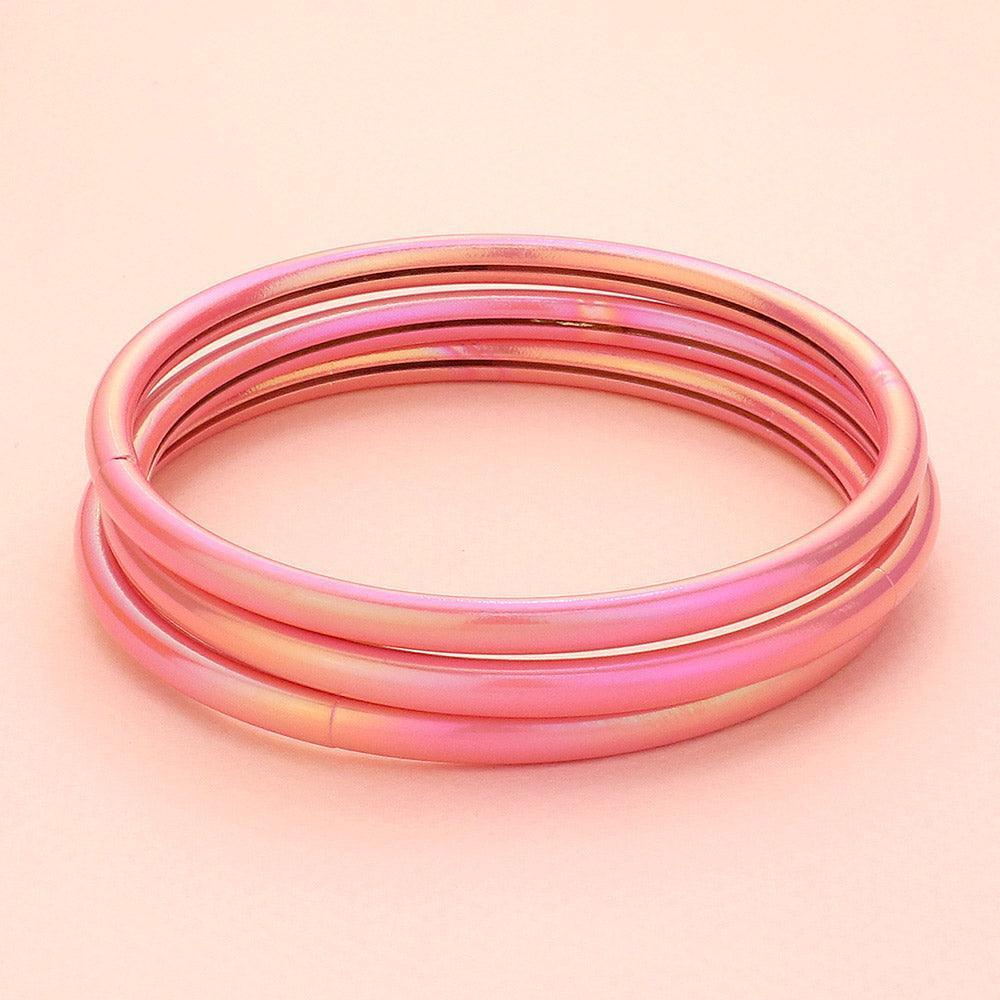 Pink 3PCS - Metallic Multi Layered Bangle Bracelets - Jewelry Store by Erik Rayo