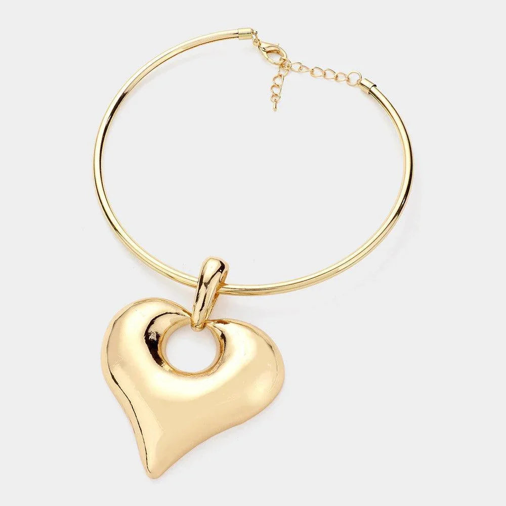 Gold Metal Heart Pendant Necklace - Jewelry Store by Erik Rayo