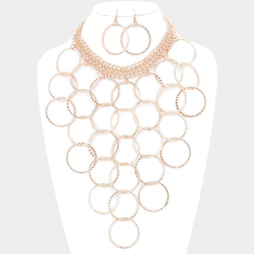 Gold Metal multi-hoop link bib necklace - Jewelry Store by Erik Rayo