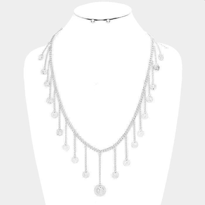 Drop Metal American Coin Fringe Bib Necklace - Jewelry Store by Erik Rayo