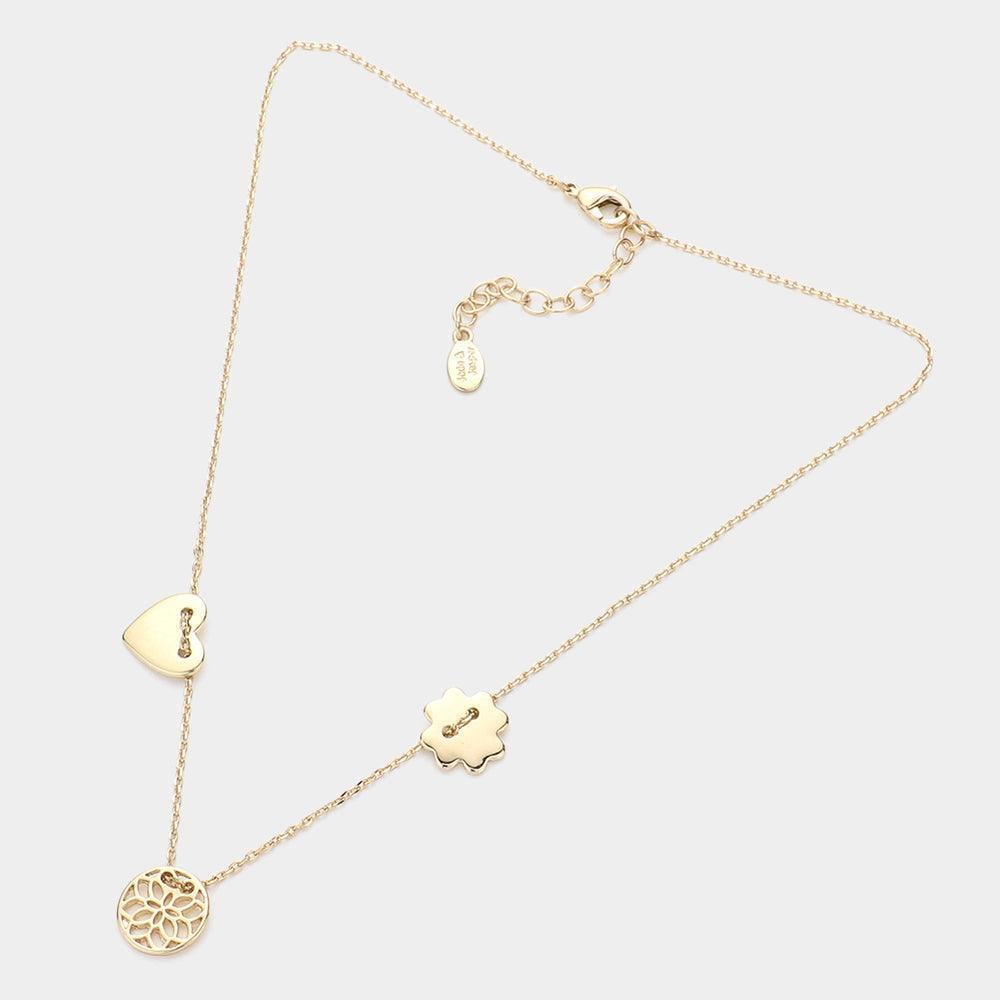 Gold Metal Heart Filigree Round Pendant Necklace - Jewelry Store by Erik Rayo