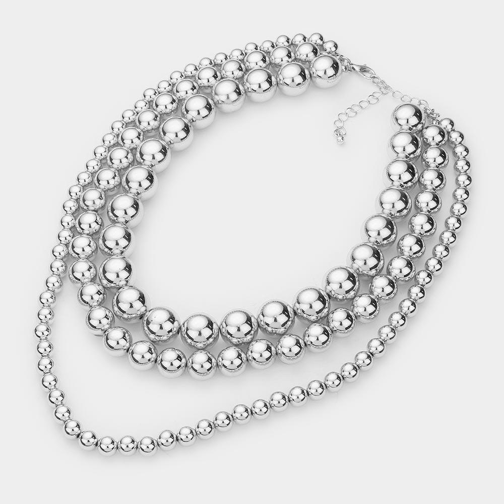 Triple Layered Metal Ball Necklace - Jewelry Store by Erik Rayo