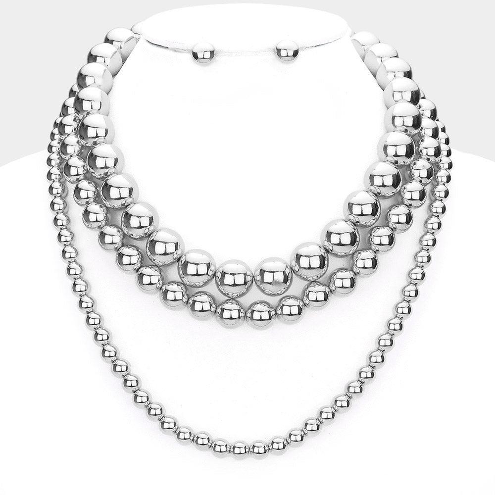 Triple Layered Metal Ball Necklace - Jewelry Store by Erik Rayo