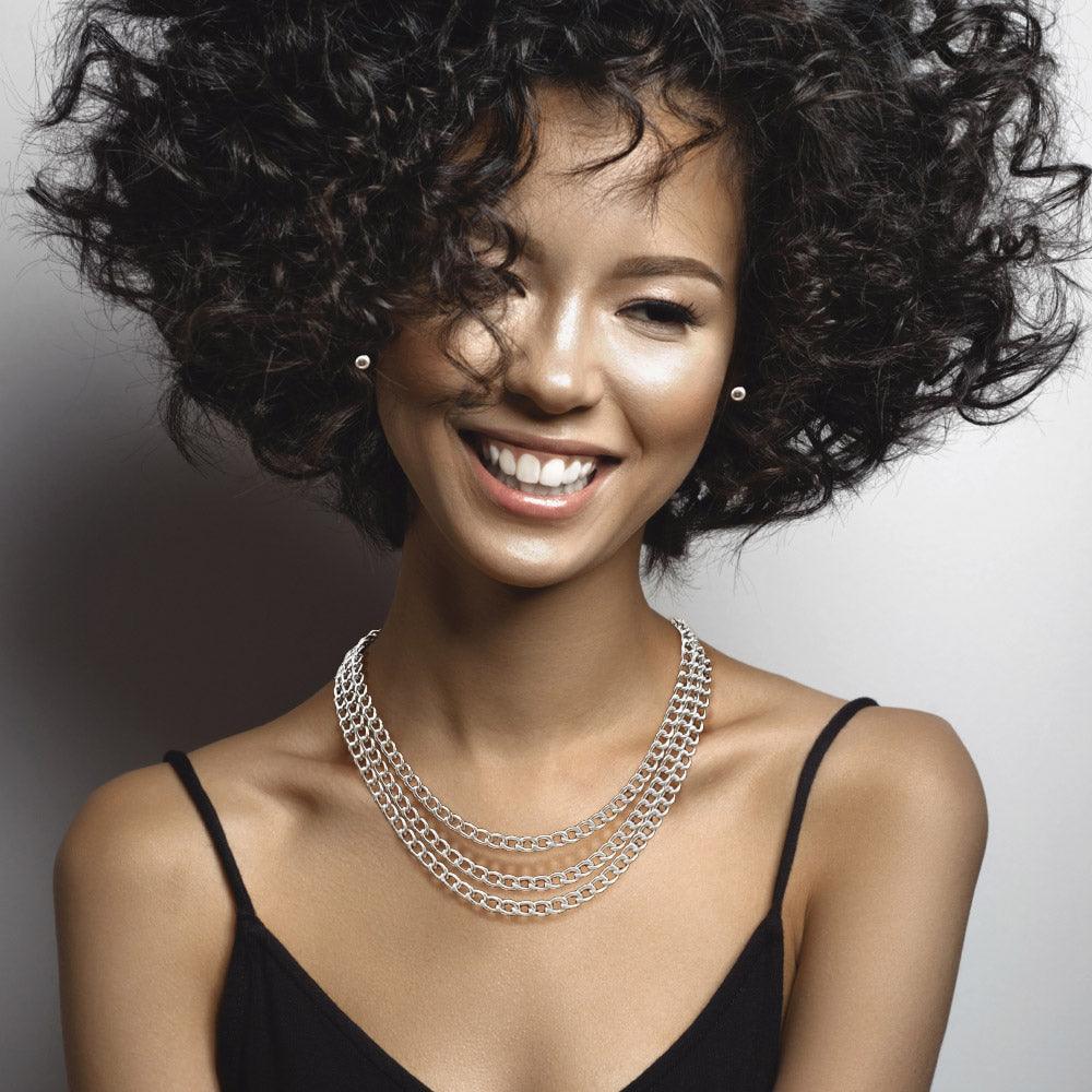 Triple Layered Metal Chain Bib Necklace - Jewelry Store by Erik Rayo