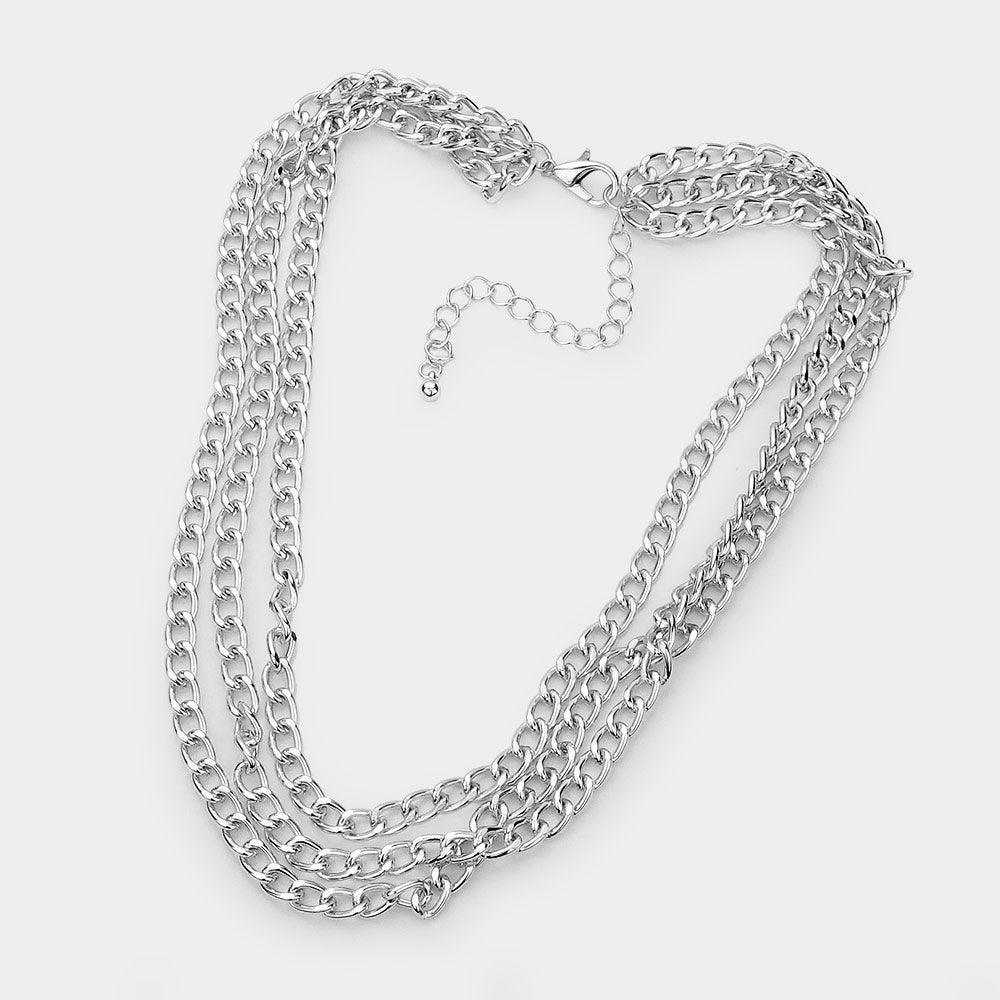 Triple Layered Metal Chain Bib Necklace - Jewelry Store by Erik Rayo