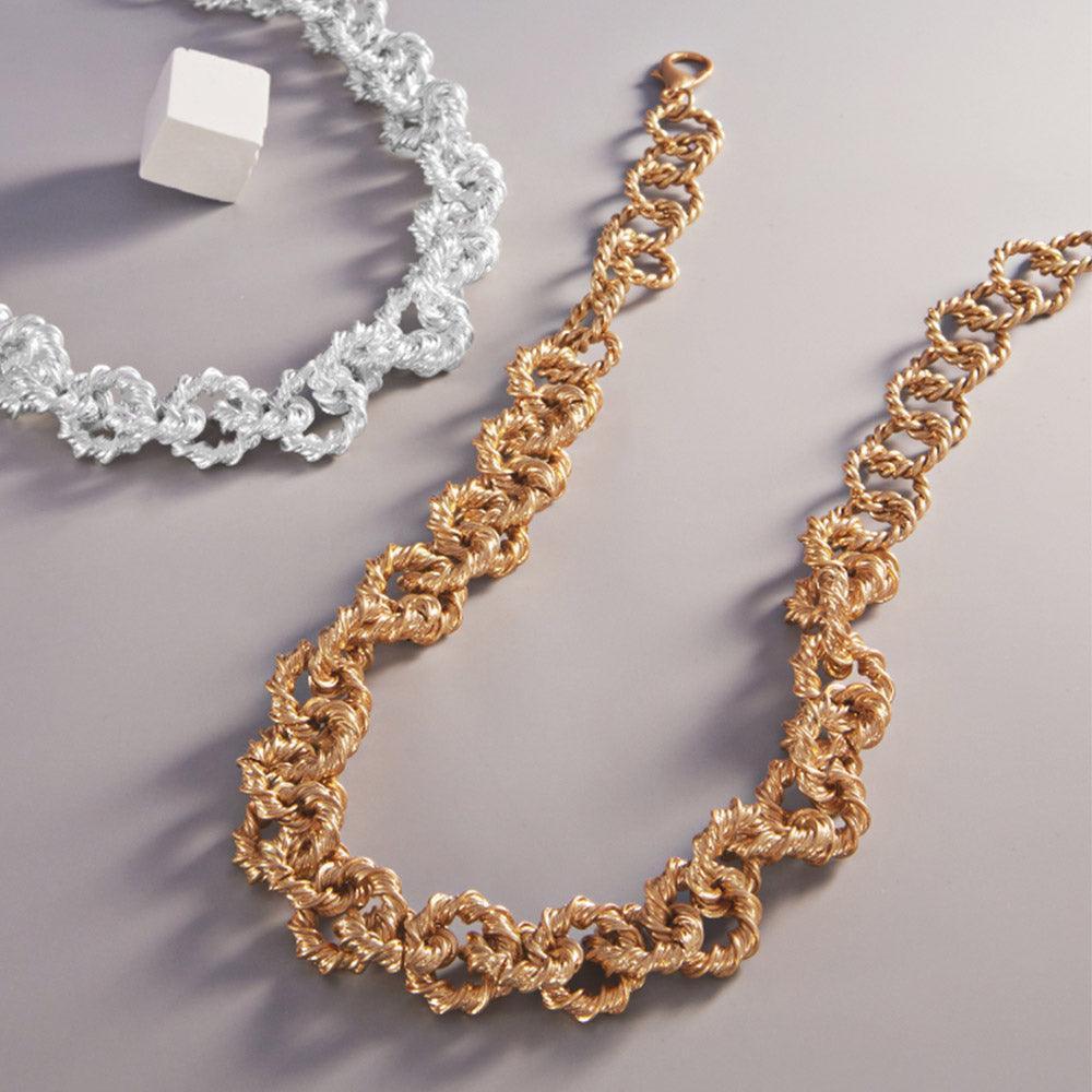 Gold Textured Metal Chain Link Necklace - Jewelry Store by Erik Rayo
