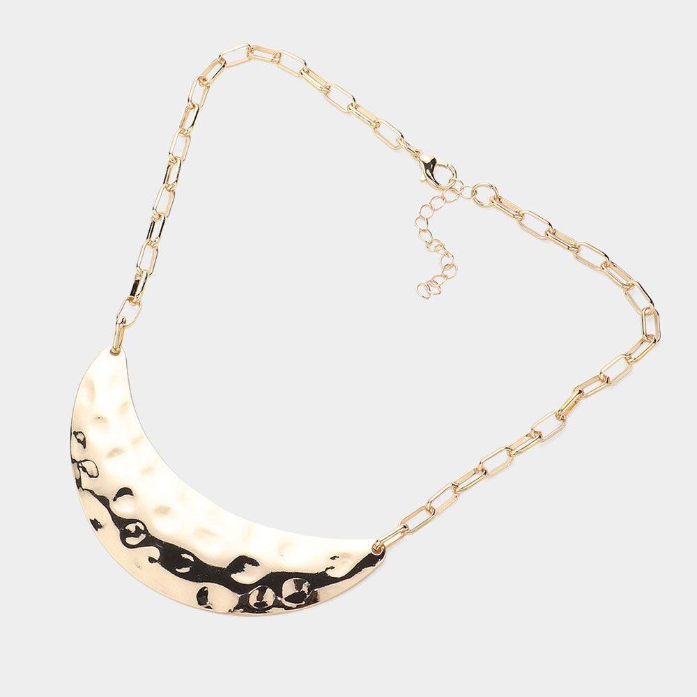 Gold Hammered Metal Plate Pendant Necklace - Jewelry Store by Erik Rayo